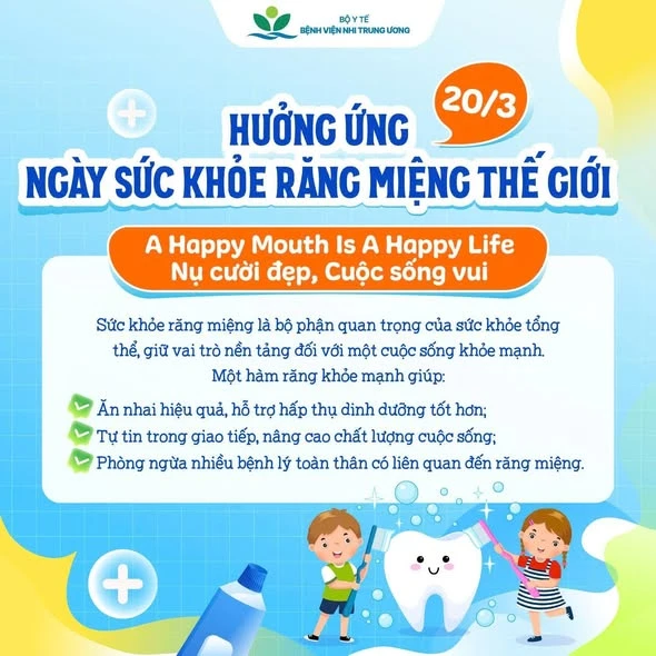 Ngày Sức khỏe Răng miệng thế giới (20/3): "Nụ cười đẹp, cuộc sống vui" Ngày Sức khỏe Răng miệng thế giới (20/3): "Nụ cười đẹp, cuộc sống vui"