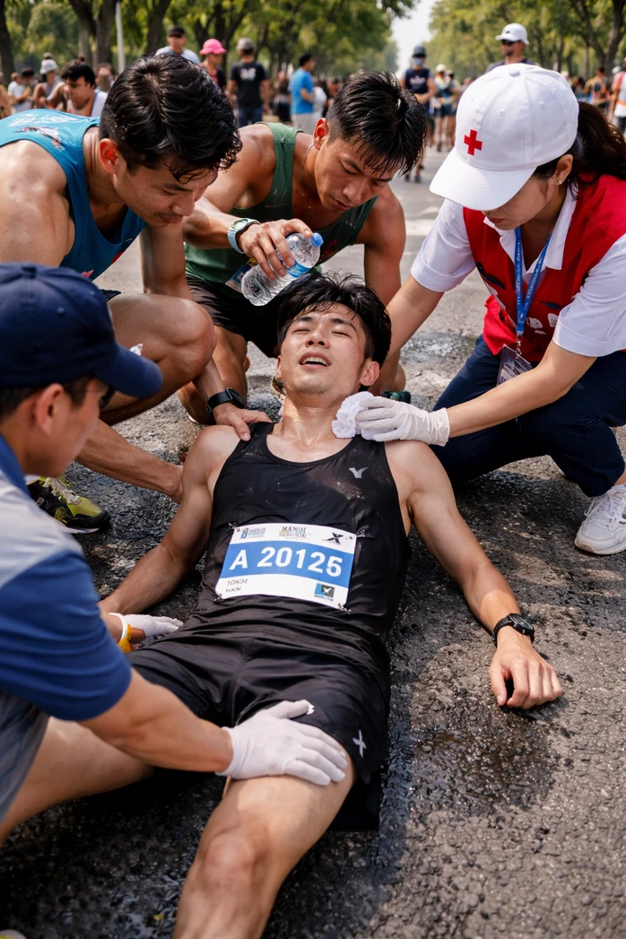 Runner bất ngờ gục ngã ở 20m cuối, bác sĩ khuyến cáo những điều cần thiết Runner bất ngờ gục ngã ở 20m cuối, bác sĩ khuyến cáo những điều cần thiết