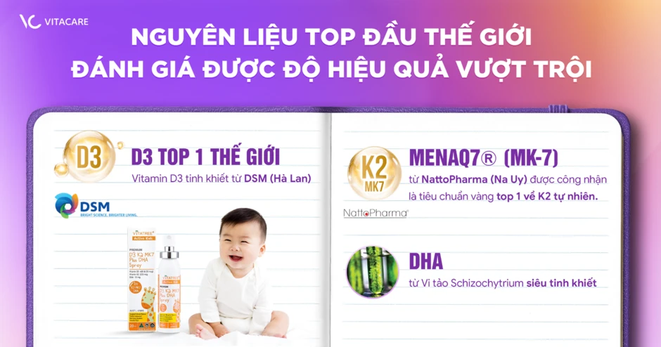 Tại sao TPBVSK Vitatree D3 K2 MK7 Plus DHA được hàng triệu mẹ bỉm tin chọn cho hành trình khôn lớn của bé? Tại sao TPBVSK Vitatree D3 K2 MK7 Plus DHA được hàng triệu mẹ bỉm tin chọn cho hành trình khôn lớn của bé?