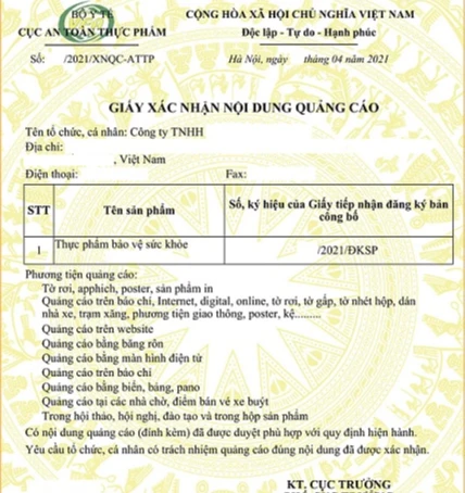 Thay đổi cơ quan cấp phép quảng cáo thực phẩm bảo vệ sức khỏe Thay đổi cơ quan cấp phép quảng cáo thực phẩm bảo vệ sức khỏe