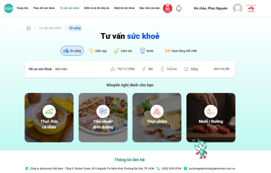 Tư vấn dinh dưỡng cá nhân hóa với nền tảng chăm sóc sức khỏe do Ajinomoto Việt Nam triển khai