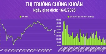 [Infographic] Thị trường ngày 16/6: VN-Index tăng 8,63 điểm, thanh khoản thị trường giảm