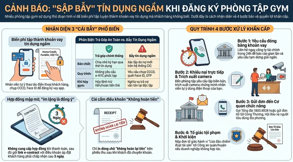 Cảnh báo chiêu “biến” phí tập gym thành khoản vay Cảnh báo chiêu “biến” phí tập gym thành khoản vay