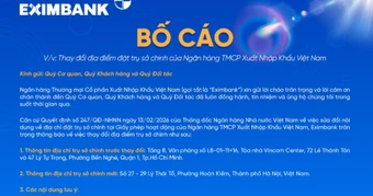 Eximbank thay đổi địa điểm đặt trụ sở chính