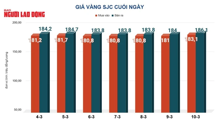 Giá vàng hôm nay 11-3 tăng trở lại Giá vàng hôm nay 11-3 tăng trở lại