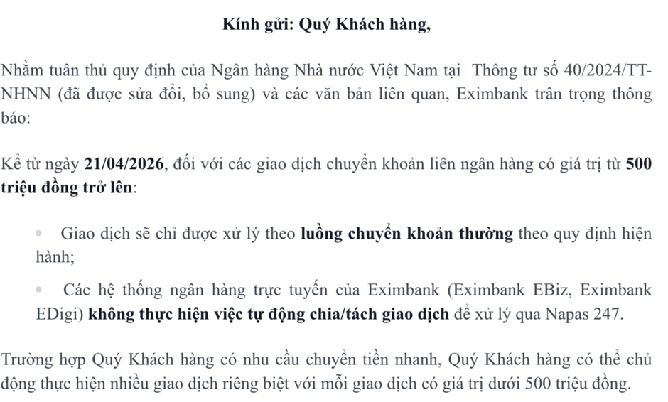 'Hết cửa' chuyển khoản nhanh, giao dịch từ 500 triệu có thể mất 24 tiếng 'Hết cửa' chuyển khoản nhanh, giao dịch từ 500 triệu có thể mất 24 tiếng