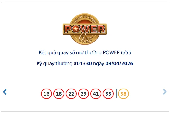 Một vé số Power 6/55 của Vietlott trúng giải Jackpot 2 Một vé số Power 6/55 của Vietlott trúng giải Jackpot 2