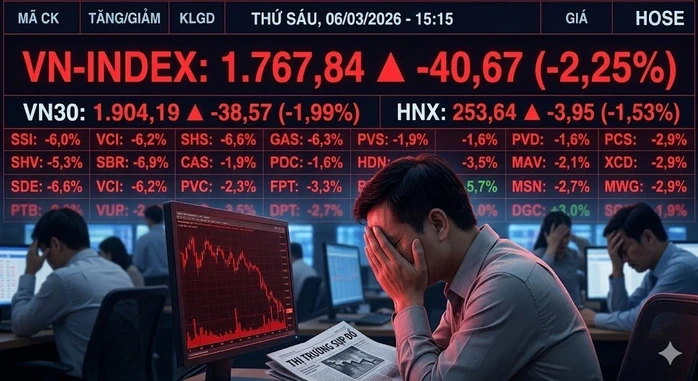 Thứ sáu "giông bão", VN-Index bốc hơi hơn 40 điểm Thứ sáu "giông bão", VN-Index bốc hơi hơn 40 điểm