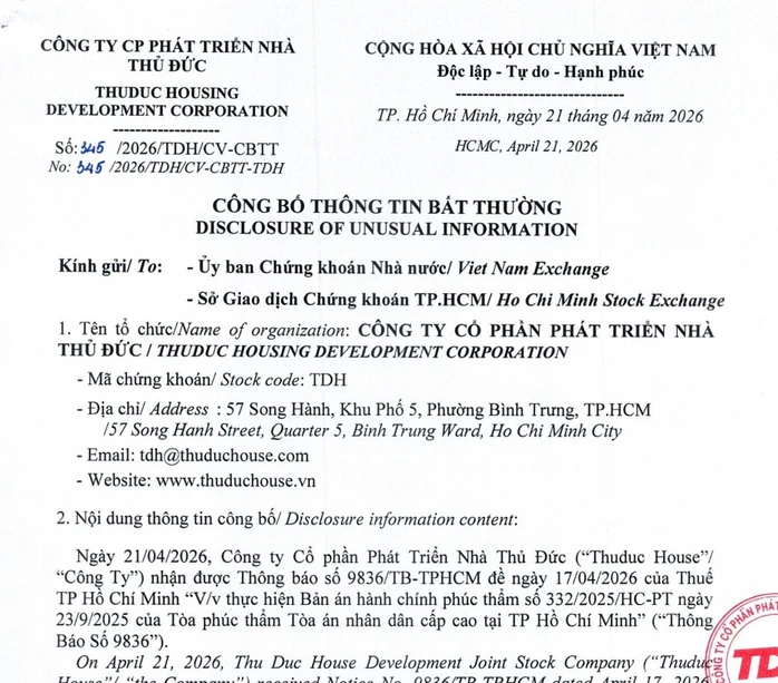 Thuduc House chính thức được hủy bỏ quyết định cưỡng chế thuế sau 5 năm kiện tụng
