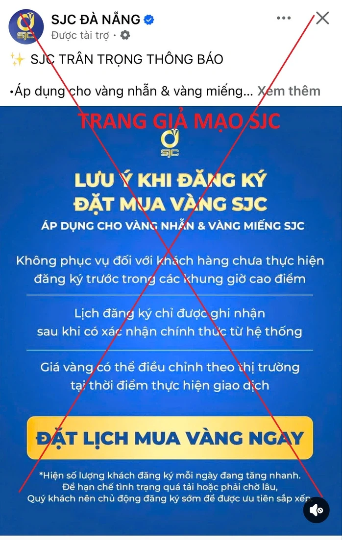 Xuất hiện thủ đoạn lừa mới liên quan vàng miếng SJC, khách hàng hết sức lưu ý Xuất hiện thủ đoạn lừa mới liên quan vàng miếng SJC, khách hàng hết sức lưu ý