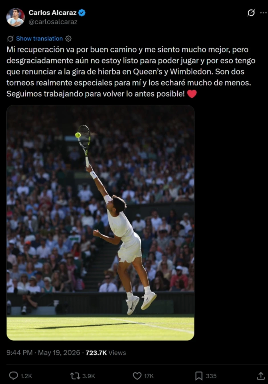 Alcaraz không dự Wimbledon 2026 Alcaraz không dự Wimbledon 2026