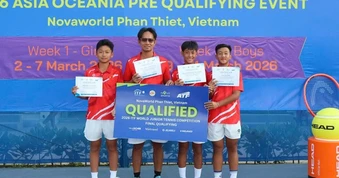 Tay vợt 14 tuổi TP HCM giúp tuyển quần vợt nam vô địch giải ITF trên sân nhà