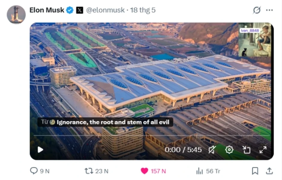 Elon Musk chia sẻ video ga đường sắt tại vùng núi Trung Quốc Elon Musk chia sẻ video ga đường sắt tại vùng núi Trung Quốc
