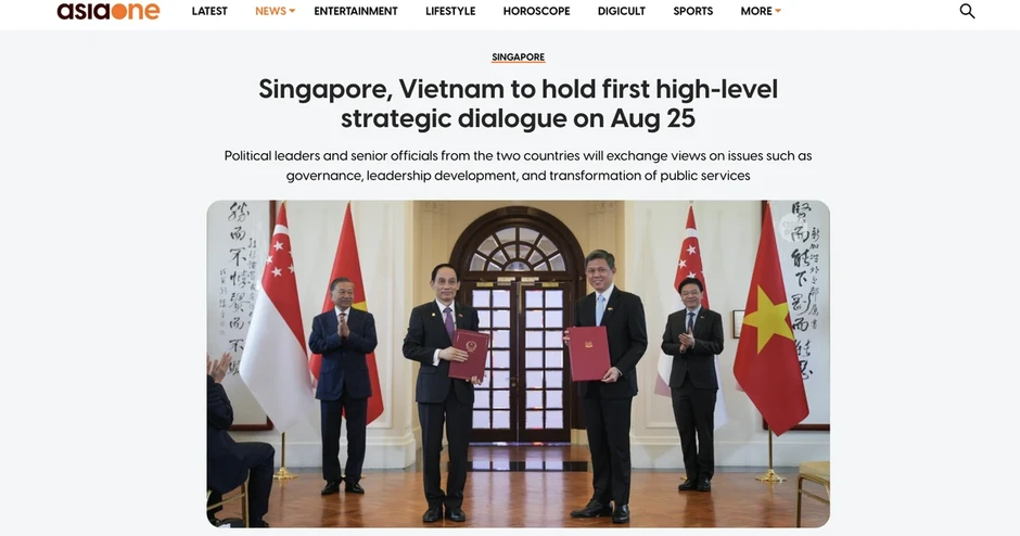 Báo chí Singapore: Đối thoại Việt Nam-Singapore hướng tới tăng cường hợp tác công nghệ