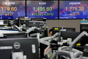 Chứng khoán Hàn Quốc 'ngắt cầu dao' khi giảm hơn 12%