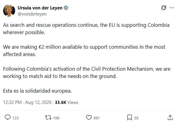 EU viện trợ 2 triệu euro cho Colombia sau động đất EU viện trợ 2 triệu euro cho Colombia sau động đất