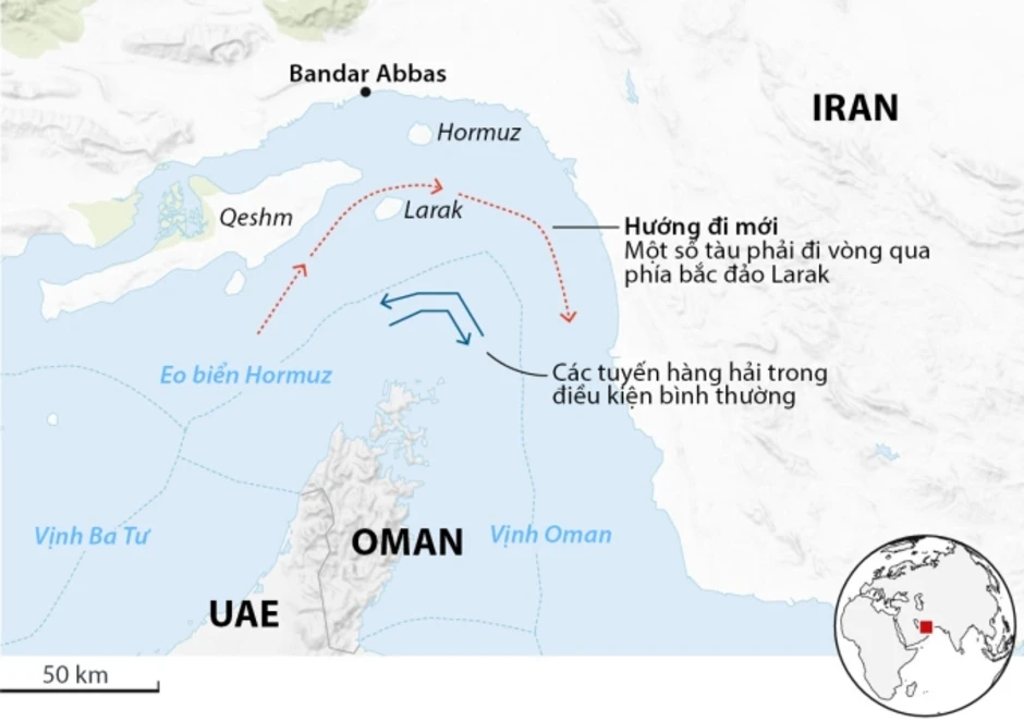 Iran công bố 'lộ trình tránh thủy lôi' ở eo biển Hormuz
