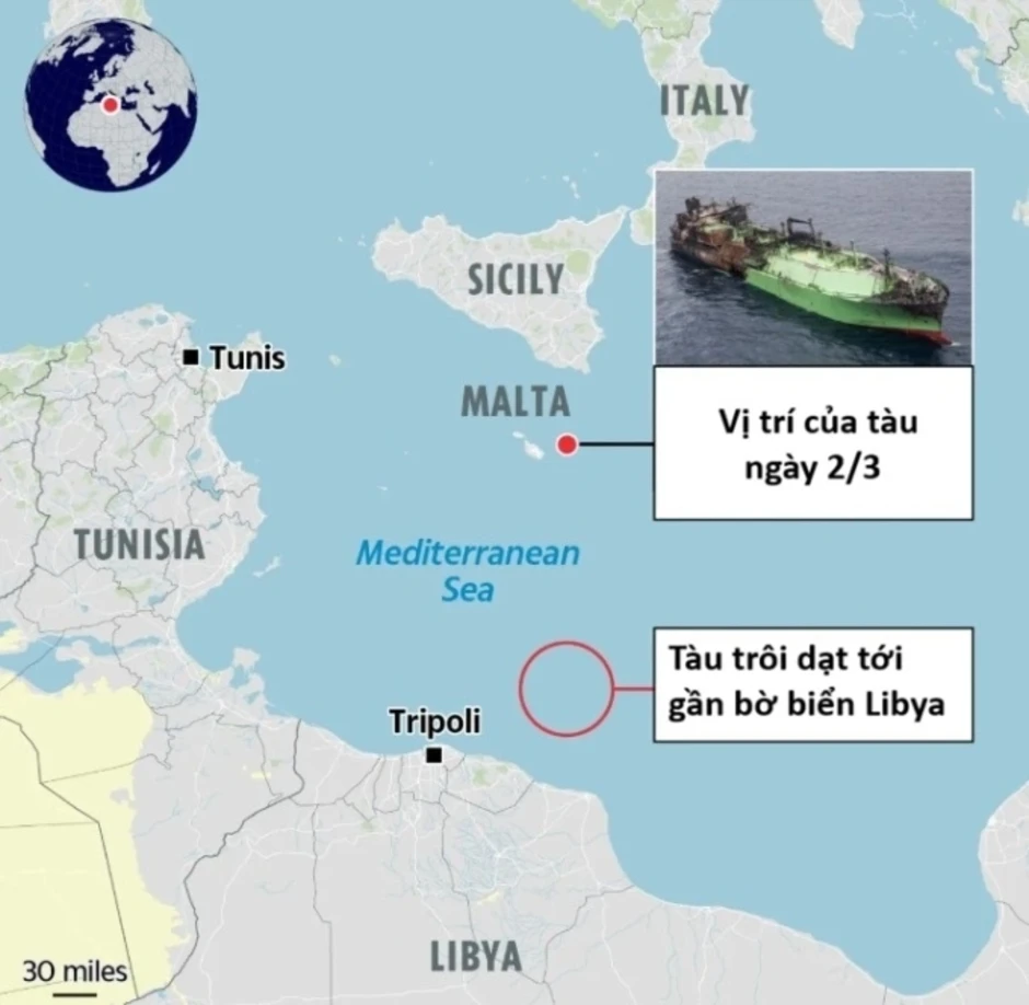 Libya dỡ hàng từ tàu Nga chở 60.000 tấn khí đốt trôi dạt trên biển Libya dỡ hàng từ tàu Nga chở 60.000 tấn khí đốt trôi dạt trên biển