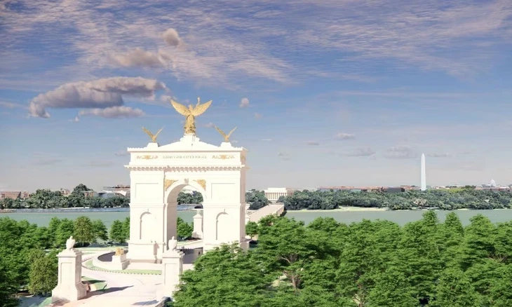 Nhà Trắng công bố thiết kế 'khải hoàn môn' mạ vàng Nhà Trắng công bố thiết kế 'khải hoàn môn' mạ vàng