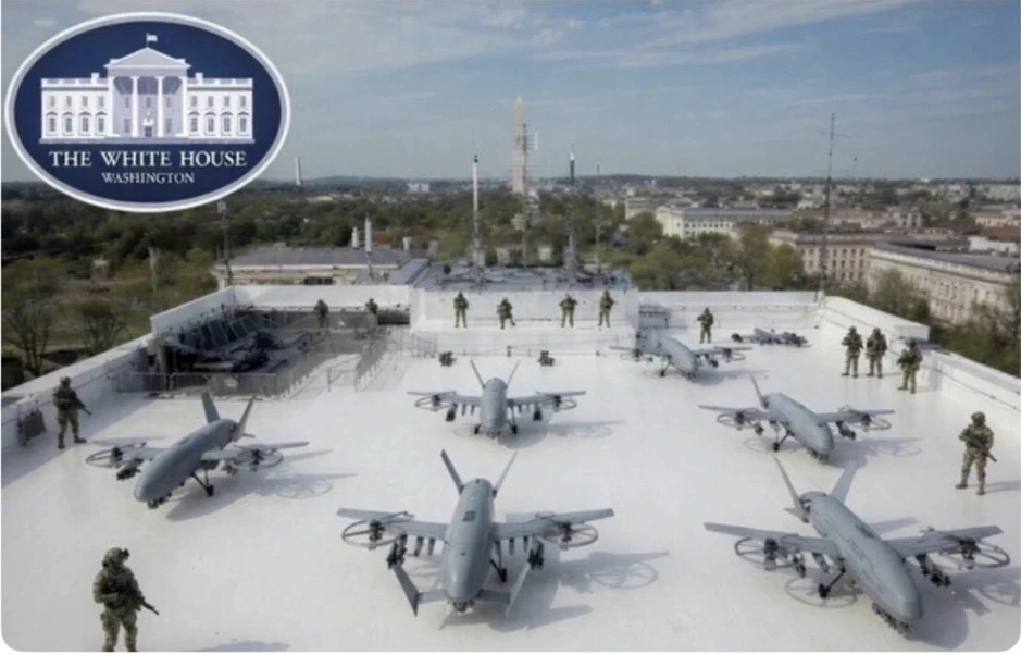 Ông Trump đăng ảnh mô phỏng "căn cứ UAV" trên nóc phòng khiêu vũ Nhà Trắng Ông Trump đăng ảnh mô phỏng "căn cứ UAV" trên nóc phòng khiêu vũ Nhà Trắng