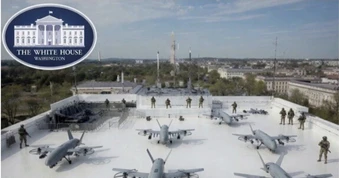 Ông Trump đăng ảnh mô phỏng "căn cứ UAV" trên nóc phòng khiêu vũ Nhà Trắng