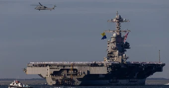 Siêu tàu sân bay USS Gerald R. Ford trở về Mỹ sau 326 ngày làm nhiệm vụ