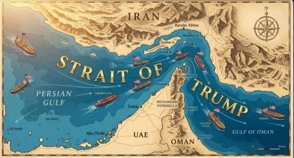 Tổng thống Trump đăng ảnh chỉnh sửa eo biển Hormuz thành “eo biển Trump”