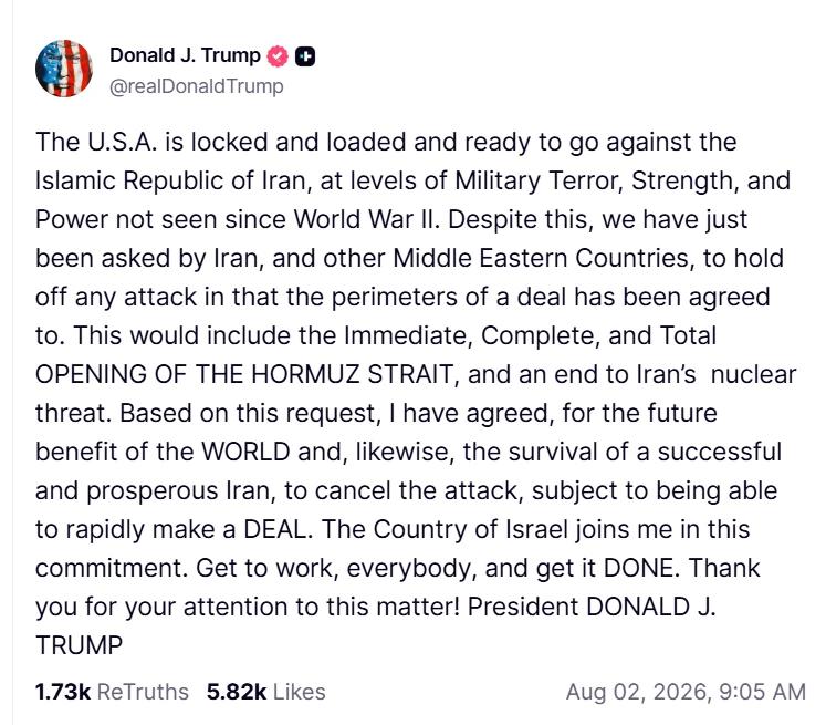 Tổng thống Trump hủy kế hoạch tấn công Iran, tiết lộ nét chính của một thỏa thuận Tổng thống Trump hủy kế hoạch tấn công Iran, tiết lộ nét chính của một thỏa thuận