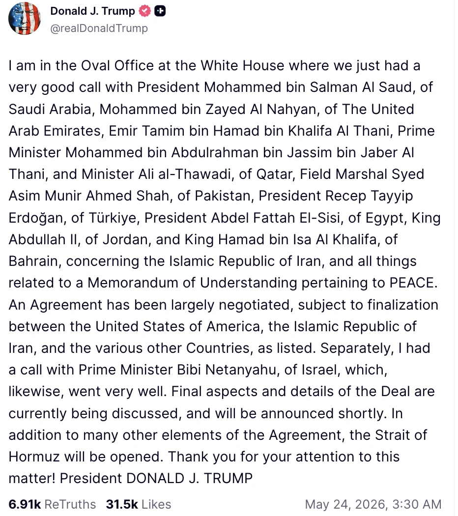 Tổng thống Trump thông báo sớm công bố thỏa thuận với Iran, mở lại eo biển Hormuz Tổng thống Trump thông báo sớm công bố thỏa thuận với Iran, mở lại eo biển Hormuz