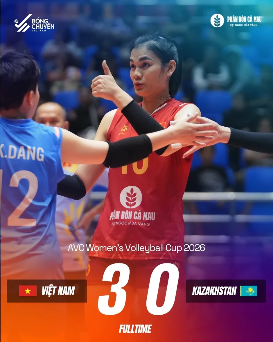 Bóng chuyền nữ Việt Nam thắng thuyết phục Kazakhstan ở AVC Cup 2026 Bóng chuyền nữ Việt Nam thắng thuyết phục Kazakhstan ở AVC Cup 2026