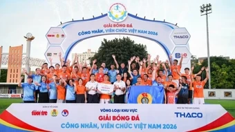 Đội Công đoàn Ngân hàng Việt Nam vô địch Giải bóng đá công nhân, viên chức Việt Nam 2026 khu vực phía bắc