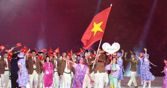 Hình ảnh đoàn Thể thao Việt Nam trong lễ khai mạc Asiad 20