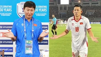 HLV Kim bắt chước màn ăn mừng của Hai Long - Báo TinVina