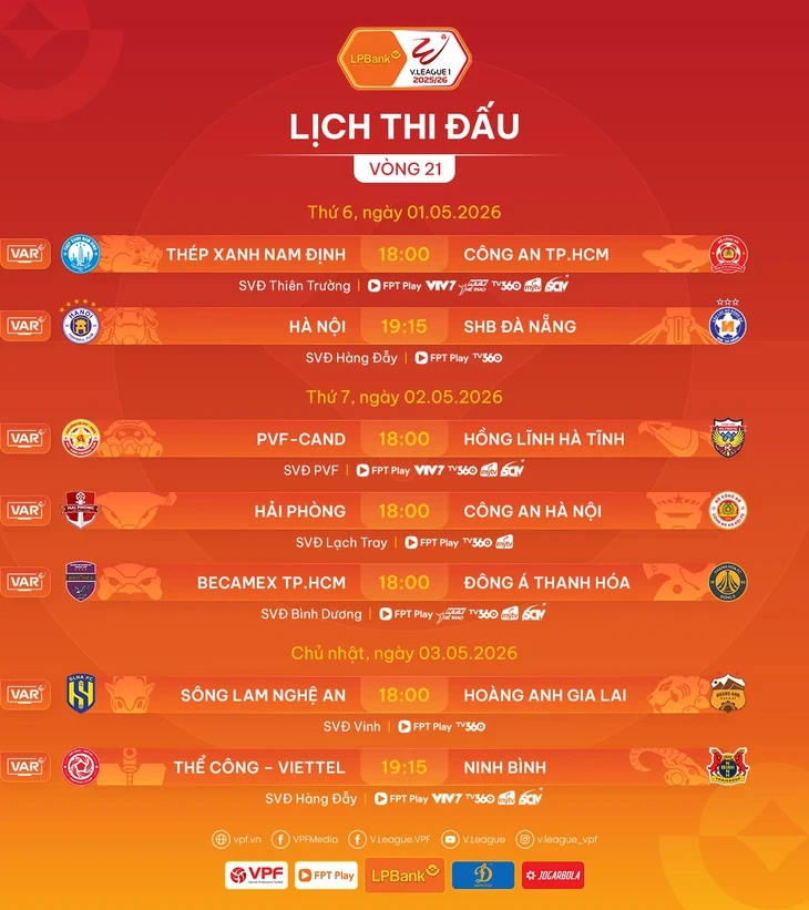 Lịch trực tiếp V-League vòng 21: Thể Công - Viettel đấu Ninh Bình Lịch trực tiếp V-League vòng 21: Thể Công - Viettel đấu Ninh Bình