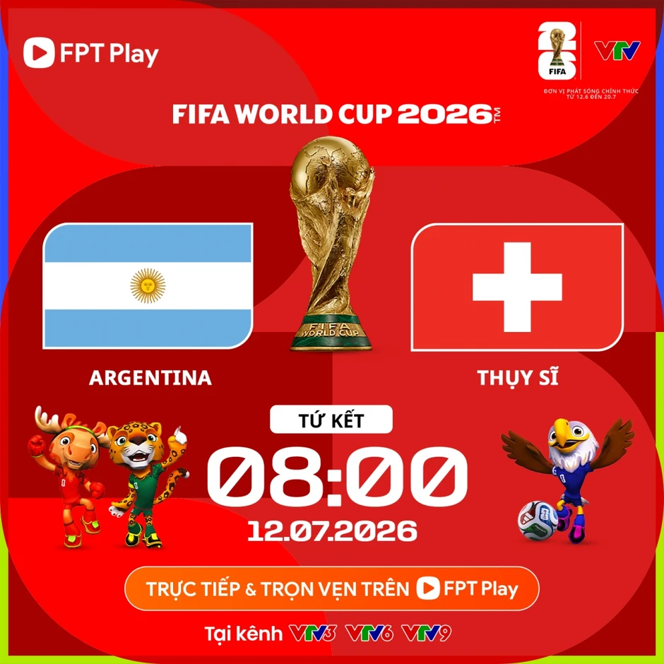 Link xem trực tiếp Argentina vs Thụy Sĩ tứ kết World Cup 2026 hôm nay trên VTV Go Link xem trực tiếp Argentina vs Thụy Sĩ tứ kết World Cup 2026 hôm nay trên VTV Go