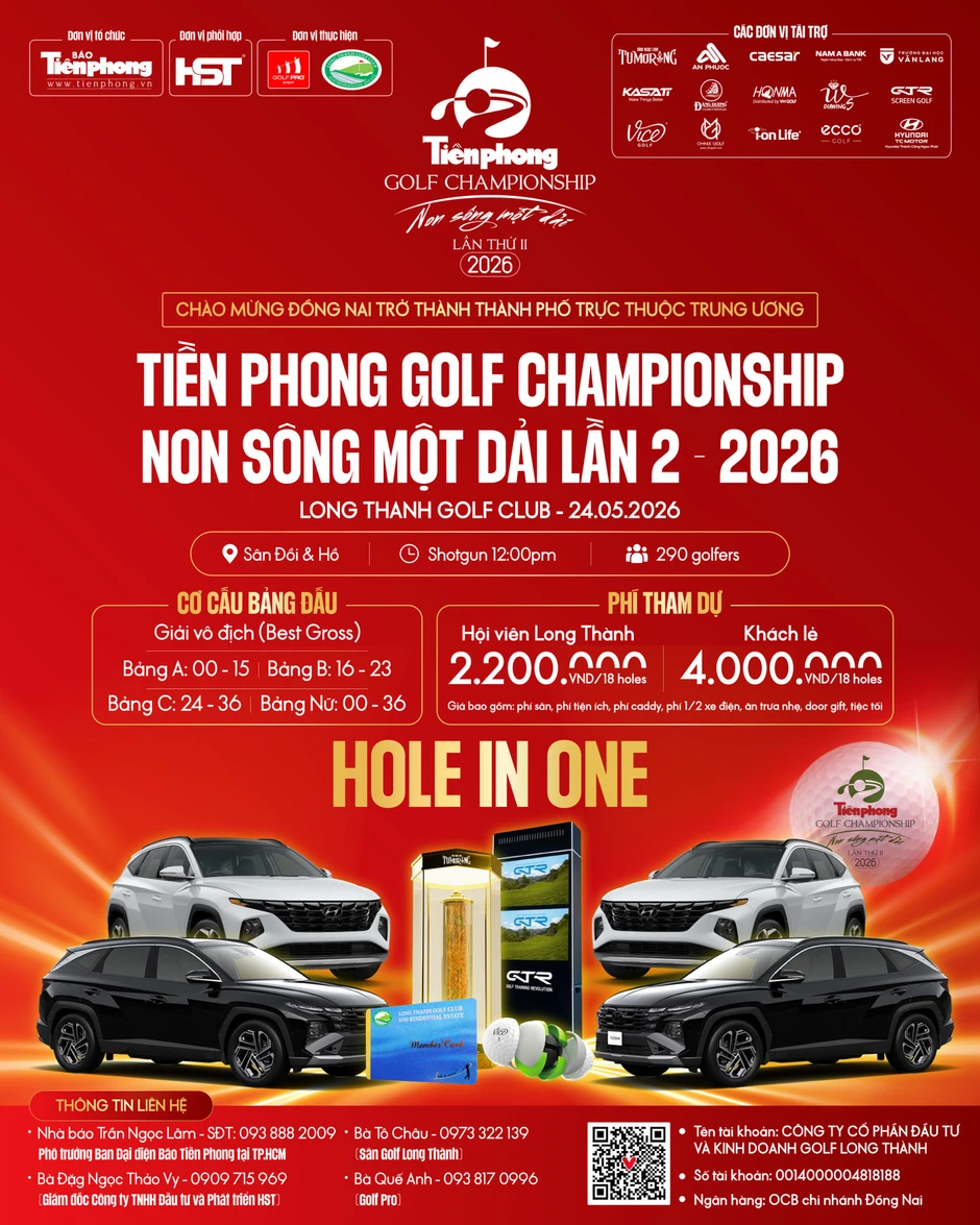 Long Thành Golf Club: Sân đấu chuẩn quốc tế đăng cai Tiền Phong Golf Championship - 'Non sông một dải' 2026 Long Thành Golf Club: Sân đấu chuẩn quốc tế đăng cai Tiền Phong Golf Championship - 'Non sông một dải' 2026