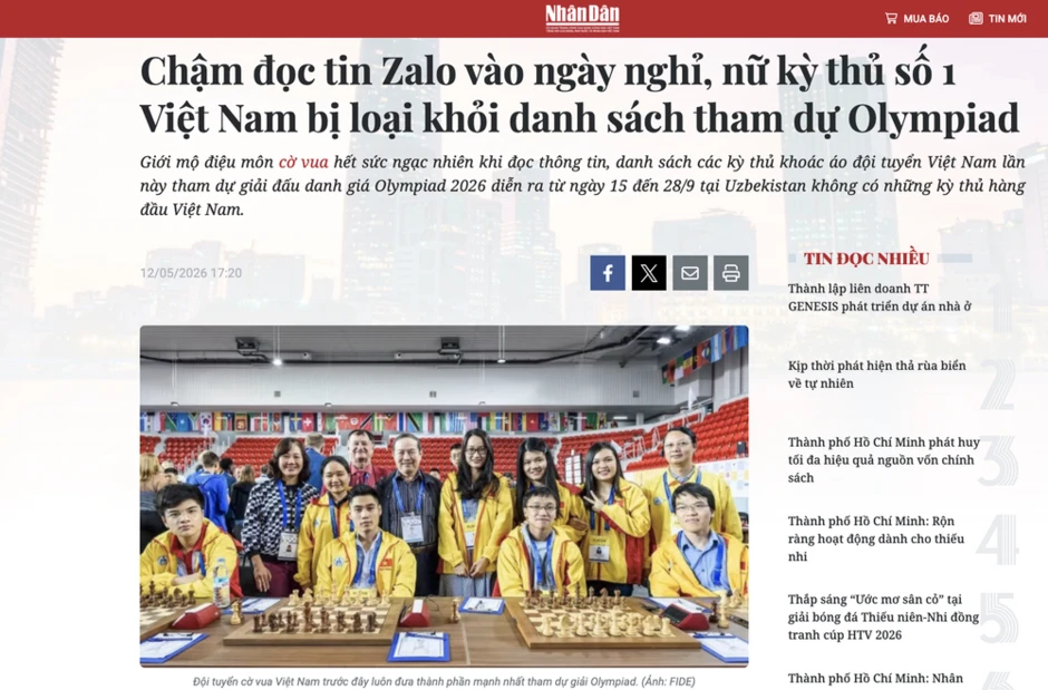 Tổng thư ký Liên đoàn Cờ Việt Nam nộp đơn xin nghỉ việc vì lý do sức khỏe Tổng thư ký Liên đoàn Cờ Việt Nam nộp đơn xin nghỉ việc vì lý do sức khỏe