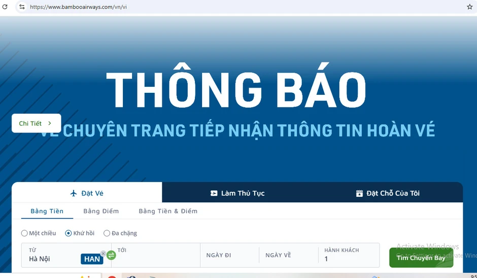 Bamboo Airways bất ngờ không hiển thị chuyến bay nào từ tháng 8 Bamboo Airways bất ngờ không hiển thị chuyến bay nào từ tháng 8