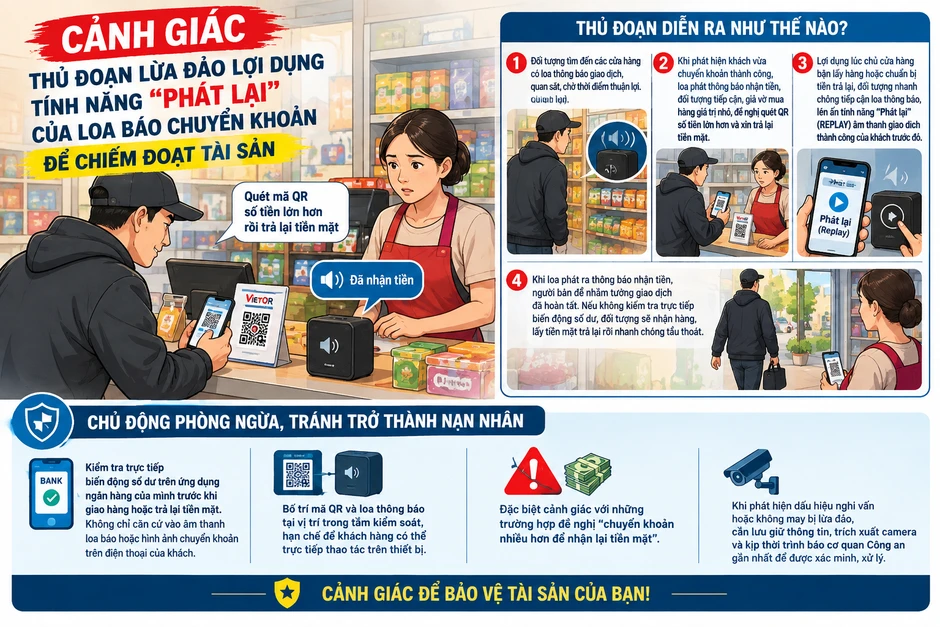 Công an cảnh báo khẩn tới toàn bộ hộ kinh doanh có loa thanh toán