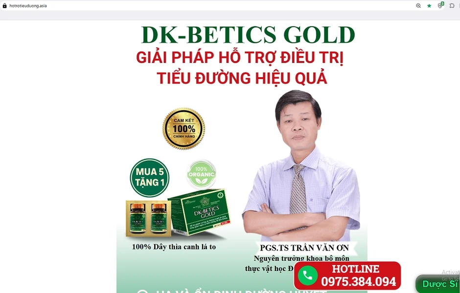 DK-Betics Gold thực phẩm bảo vệ sức khỏe quảng cáo tác dụng như thuốc chữa bệnh DK-Betics Gold thực phẩm bảo vệ sức khỏe quảng cáo tác dụng như thuốc chữa bệnh