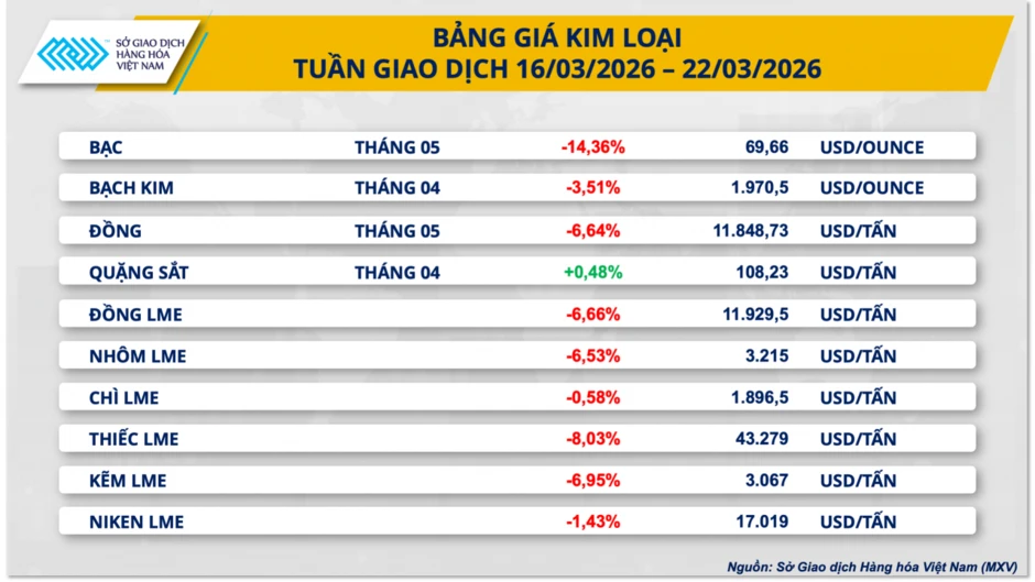 Giá bạc “bốc hơi” 14%, kéo dài chuỗi 8 phiên đi xuống