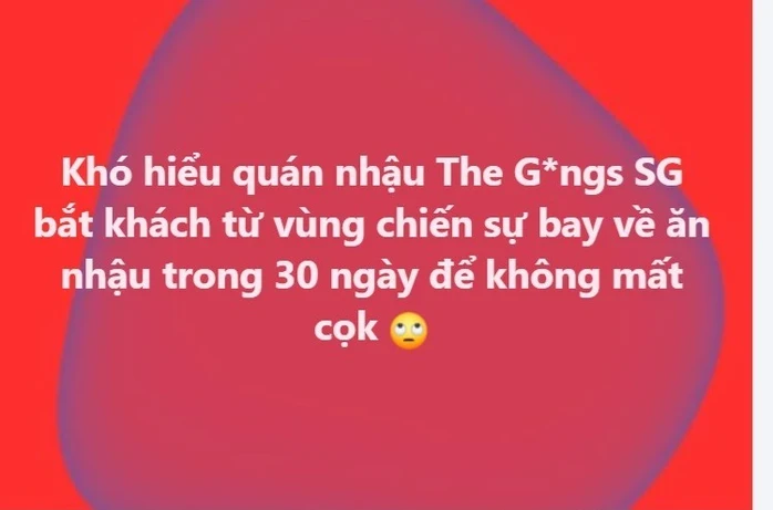 Kết cục bất ngờ vụ khách ở Dubai hủy cọc bàn tại quán nhậu The Gangs TPHCM Kết cục bất ngờ vụ khách ở Dubai hủy cọc bàn tại quán nhậu The Gangs TPHCM
