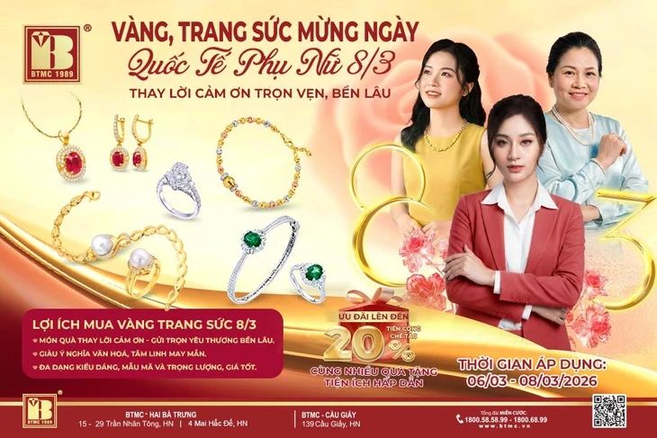 Trang sức, vàng Bảo Tín Minh Châu - Thay lời cảm ơn nhân ngày 8-3 Trang sức, vàng Bảo Tín Minh Châu - Thay lời cảm ơn nhân ngày 8-3