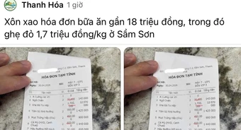Xôn xao bữa ăn gần 18 triệu đồng ở Sầm Sơn