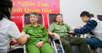 250 lãnh đạo, cán bộ công an tham gia ngày hội hiến máu tình nguyện