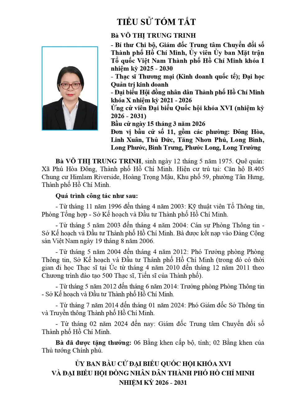 Bà Võ Thị Trung Trinh cam kết thúc đẩy chuyển đổi số để phục vụ người dân tốt hơn