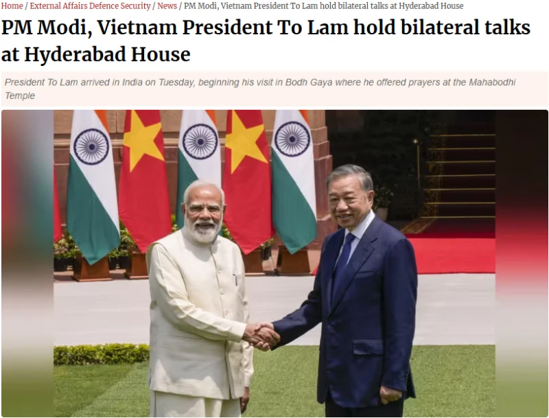 Báo chí quốc tế đánh giá cao chuyến thăm Ấn Độ của Tổng Bí thư, Chủ tịch nước Tô Lâm Báo chí quốc tế đánh giá cao chuyến thăm Ấn Độ của Tổng Bí thư, Chủ tịch nước Tô Lâm