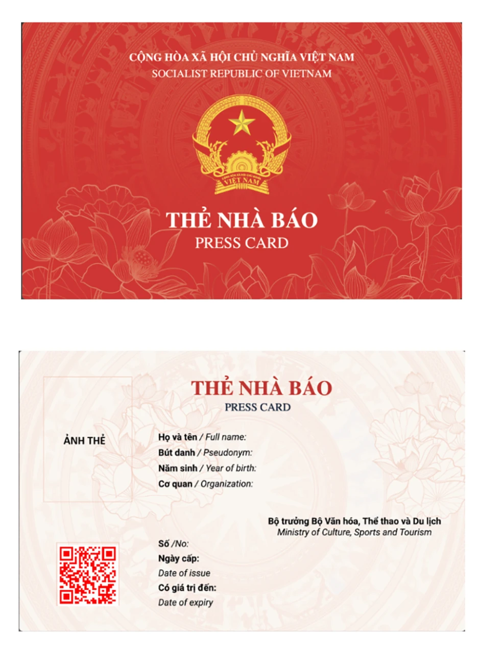 Bộ Văn hóa, Thể thao và Du lịch công bố mẫu thẻ nhà báo kỳ hạn 2026 - 2030 Bộ Văn hóa, Thể thao và Du lịch công bố mẫu thẻ nhà báo kỳ hạn 2026 - 2030