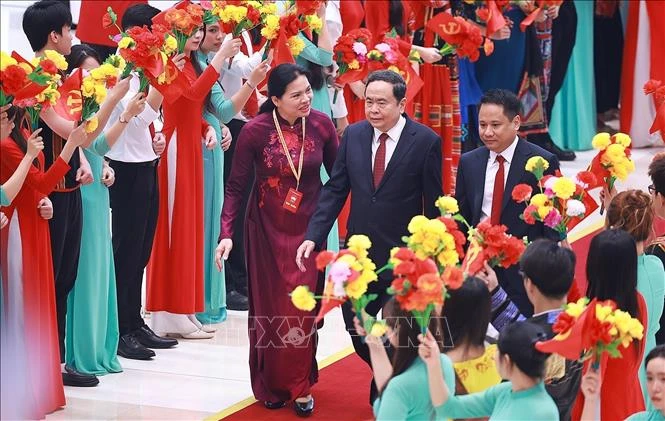 Các đồng chí lãnh đạo Đảng và Nhà nước tham dự Lễ khai mạc trọng thể Đại hội đại biểu toàn quốc MTTQ Việt Nam lần thứ XI