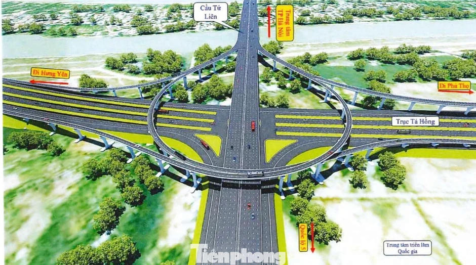 Cận cảnh thiết kế nút giao hoa thị kết nối cầu Tứ Liên với Đại lộ sông Hồng Cận cảnh thiết kế nút giao hoa thị kết nối cầu Tứ Liên với Đại lộ sông Hồng